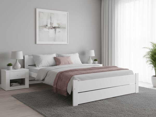 Łóżko IKAROS DOUBLE 160 x 200 cm, białe Stelaż: Ze stelażem listwowym rolowanym, Materac: Bez materaca