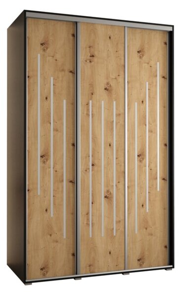 Szafa przesuwna wysoka Davos 8 160, gł. 45 cm czarny + artisan + srebrny