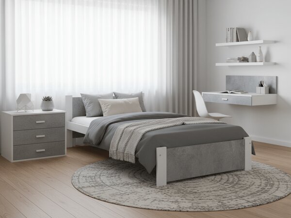Łóżko IKAROS 90 x 200 cm, beton/biały Stelaż: Bez stelaża, Materac: Materac Sommera 18 cm
