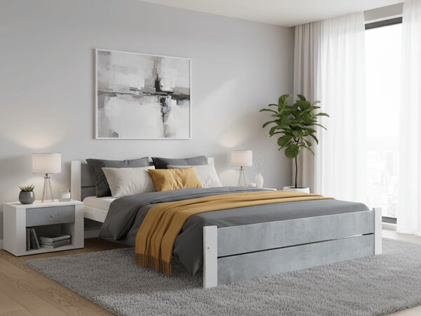 Łóżko IKAROS DOUBLE 140 x 200 cm, beton/biały Stelaż: Ze stelażem listwowym rolowanym, Materac: Bez materaca