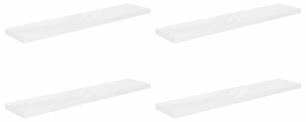 Półki ścienne 4 szt., wysoki połysk, biel, 120x23,5x3,8 cm, mdf