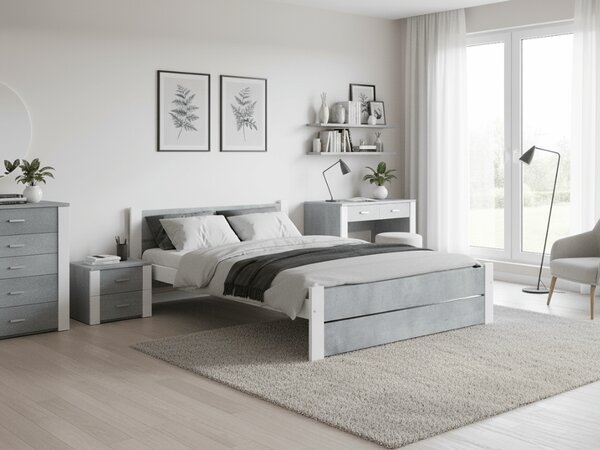 Łóżko IKAROS DOUBLE 140 x 200 cm, beton/biały Stelaż: Ze stelażem listwowym rolowanym, Materac: Bez materaca