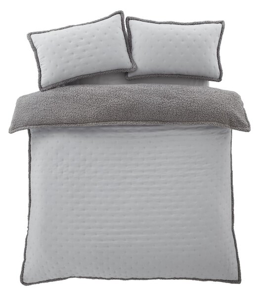 Szara pościel jednoosobowa z materiału sherpa 135x200 cm Cosy Nori – Catherine Lansfield
