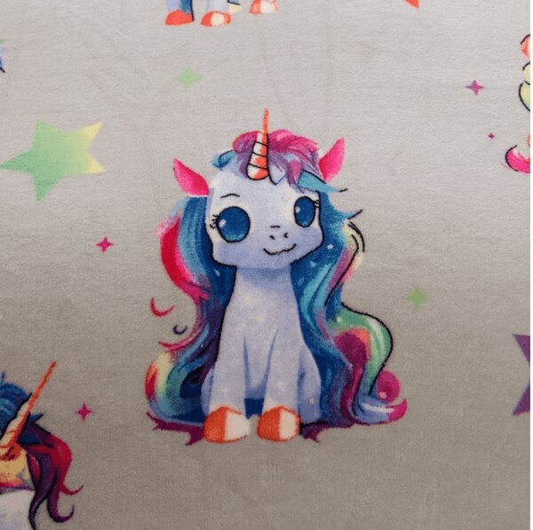 Pościel z mikropluszu CUTE UNICORN szara Rozmiar pościeli: 70 x 80 cm | 140 x 200 cm