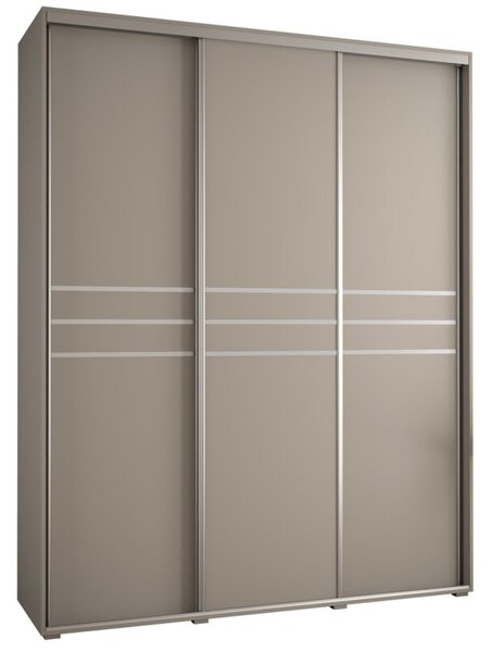 Szafa przesuwna wysoka Dakota 10 200, gł. 60 cm kaszmir + kaszmir + srebrny