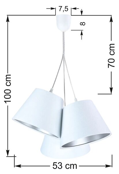 Biało-srebrna potrójna lampa wisząca F1-C87