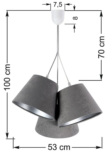 Szaro-srebrna lampa wisząca stożki F0-K22