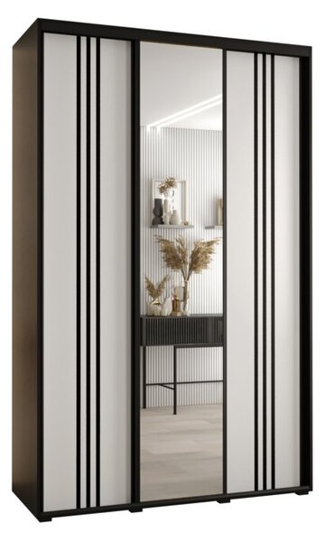 Szafa przesuwna wysoka Davos 7 160, gł. 60 cm czarny + biały + czarny