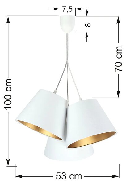 Biało złota lampa wisząca welurowa D8-D62