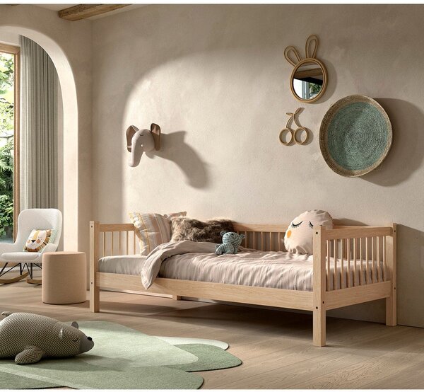 Łóżko dziecięce z litego drewna bukowego ze stelażem 90x200 cm w naturalnym kolorze Forrest – Vipack