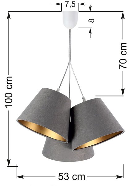 Szaro-złota lampa wisząca glamour F1-K85