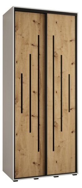 Szafa przesuwna wysoka Davos 12 120, gł. 45 cm biały + artisan + czarny