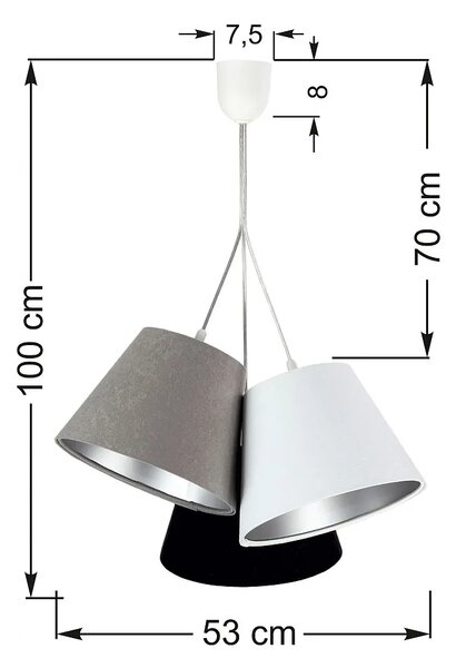 Trójkolorowa lampa wisząca ze srebrnym wnętrzem E6-M96