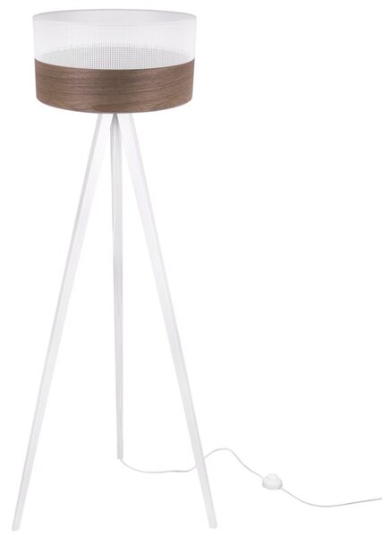 Lampa podłogowa trójnóg biały Light Home LH Wood 1xE27 45cm abażur walec biały/fornir F04