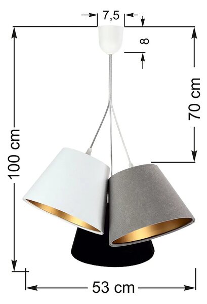 Trójkolorowa lampa wisząca ze złotym wnętrzem D9-A27