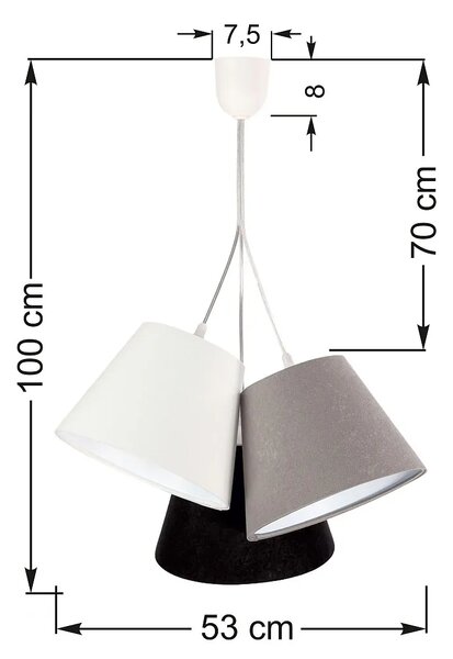 Trójkolorowa lampa wisząca z białym wnętrzem D9-H76