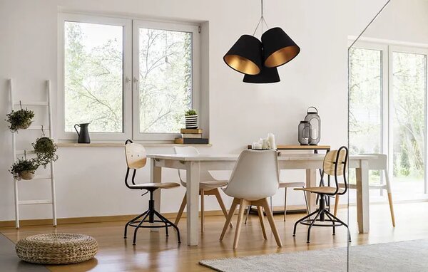 Czarno złota lampa wisząca z abażurami E1-W88
