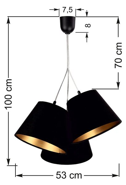 Czarno złota lampa wisząca z abażurami E1-W88