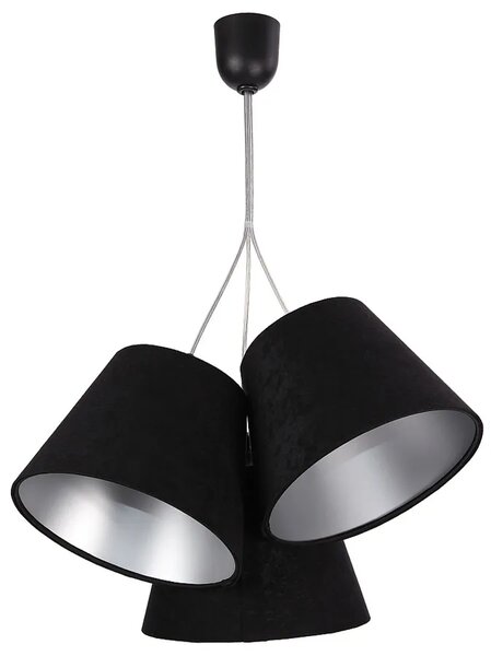 Czarno-srebrna welurowa lampa wisząca stożki - EXX69-Novida