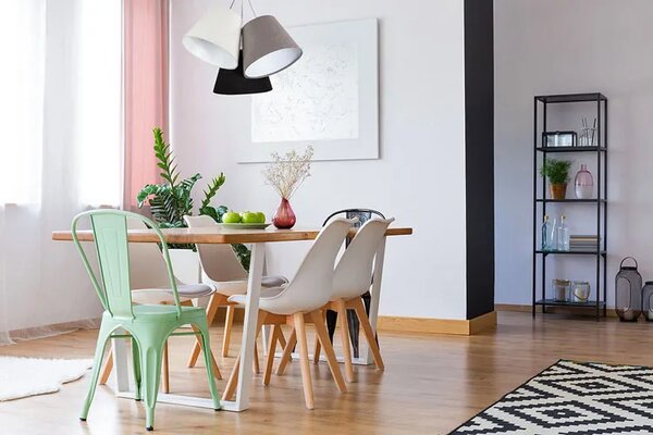 Trójkolorowa lampa wisząca z białym wnętrzem D9-H76