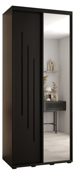 Szafa przesuwna wysoka Davos 9 100, gł. 45 cm czarny + czarny + czarny