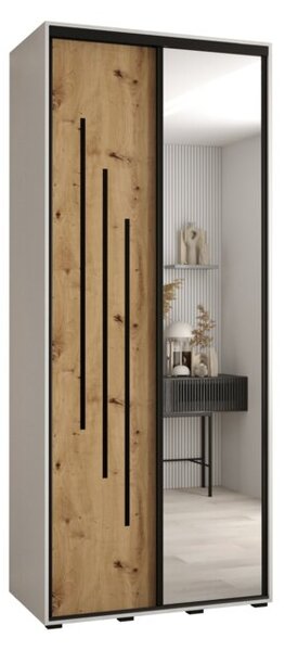 Szafa przesuwna wysoka Davos 9 120, gł. 60 cm biały + artisan + czarny