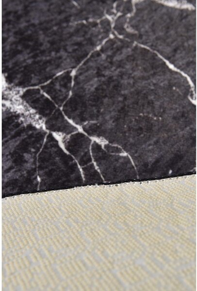 Czarny dywanik łazienkowy ø 100 cm Marble – Foutastic