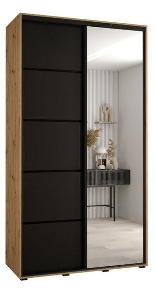 Szafa przesuwna wysoka Davos 5 140, gł. 60 cm artisan + czarny + czarny