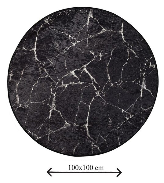 Czarny dywanik łazienkowy ø 100 cm Marble – Foutastic