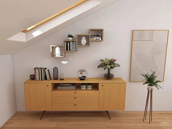 Minimalistyczna półka na książki dąb artisan F9-A71