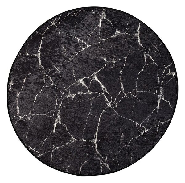 Czarny dywanik łazienkowy ø 100 cm Marble – Foutastic