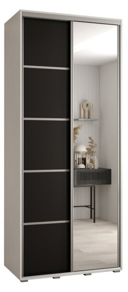 Szafa przesuwna wysoka Davos 5 110, gł. 45 cm biały + czarny + srebrny