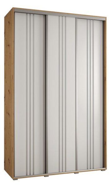 Szafa przesuwna wysoka Davos 6 150, gł. 45 cm artisan + biały + srebrny
