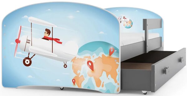 Łóżko pojedyncze dla chłopca samolot 2 rozmiary - Delmo