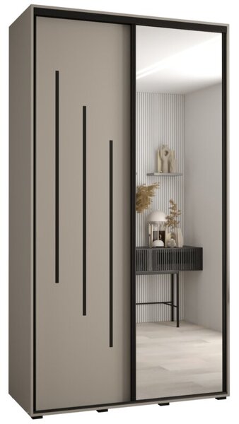 Szafa przesuwna wysoka Dakota 9 130, gł. 60 cm kaszmir + kaszmir + czarny