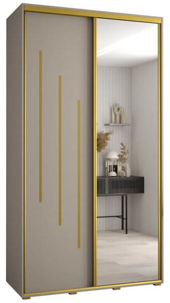 Szafa przesuwna wysoka Dakota 9 150, gł. 60 cm kaszmir + kaszmir + złoty