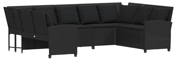 Fotel ogrodowy z poduszkami, rattan pe, czarny