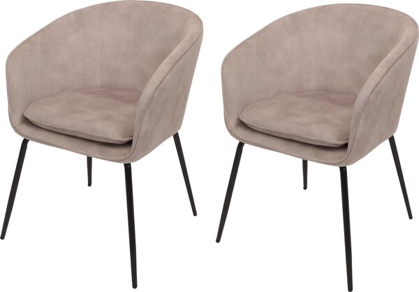 Zestaw 2 krzeseł do jadalni HWC-O28, krzesło kuchenne tapicerowane, tkanina/tkanina (340g/m²) metal ~ taupe