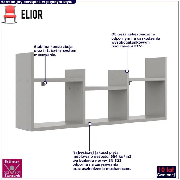 Szara Minimalistyczna Półka Na Książki L8-S52