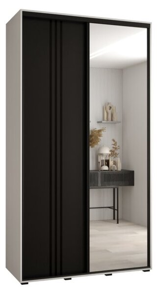 Szafa przesuwna wysoka Davos 7 140, gł. 60 cm biały + czarny + czarny