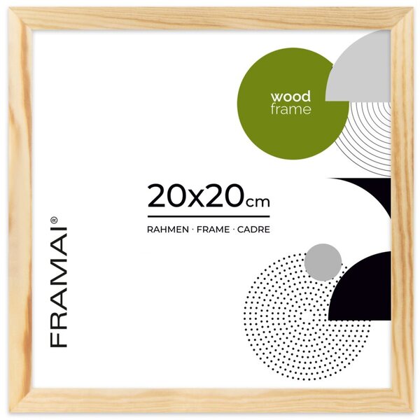 Ramka na zdjęcia 20x20 cm z drewna surowego sosnowa ramka DIY FRAMAI®