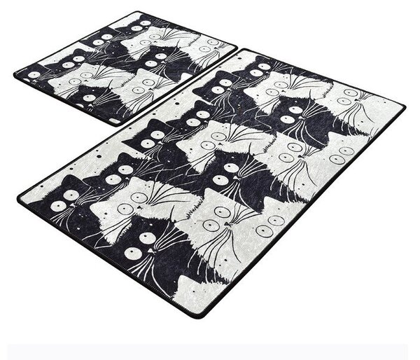 Czarno-szare dywaniki łazienkowe zestaw 2 szt. 60x100 cm White Cats – Foutastic
