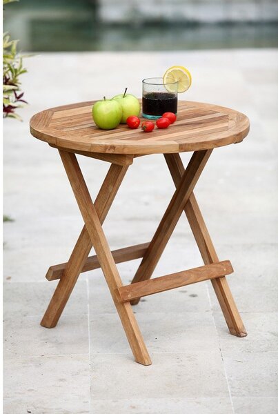 Okrągły stolik ogrodowy z litego drewna tekowego ø 50 cm Mitan – Garden Pleasure