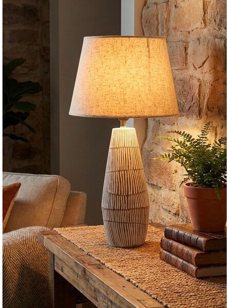 Kremowa lampa stołowa z tekstylnym kloszem (wysokość 69,5 cm) Hanoi – Mauro Ferretti