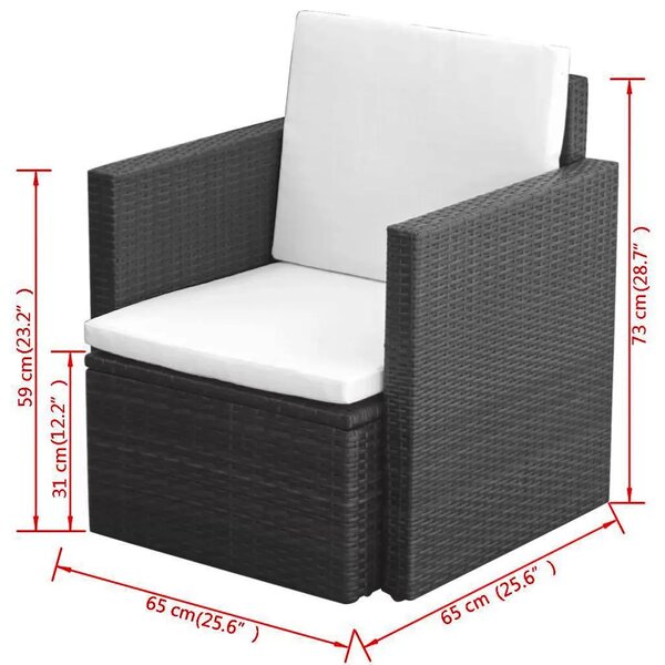 Czarny polirattanowy fotel ogrodowy W6-L84