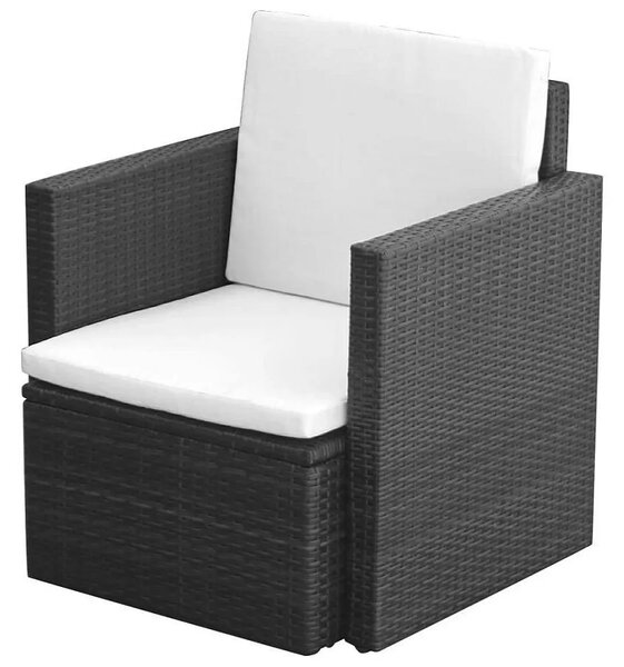 Czarny polirattanowy fotel ogrodowy - Leslie
