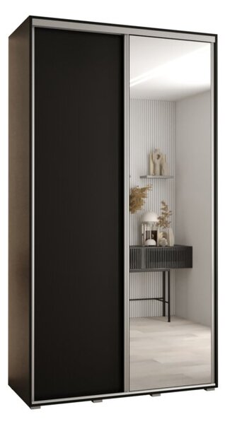 Szafa przesuwna wysoka Davos 3 140, gł. 60 cm czarny + czarny + srebrny