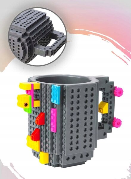 KUBEK KLOCKOWY DUŻY 350ML + ZESTAW KLOCKÓW DLA DZIECI na zimne i CIEPŁE