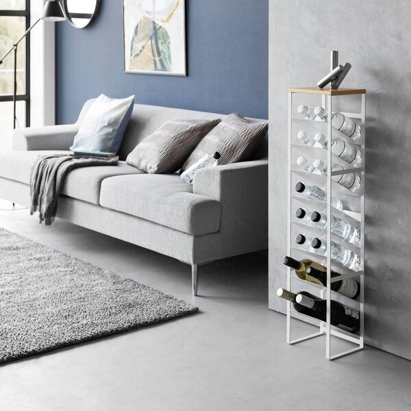 Biały metalowy regał na wino liczba butelek 16 20x88,5x19 cm Tower – YAMAZAKI
