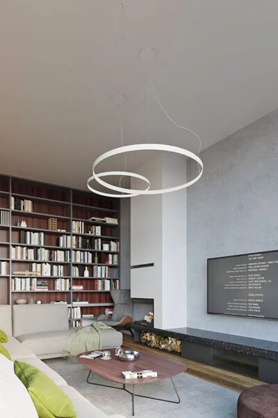 Biała lampa wisząca pierścieniowa M9-B47